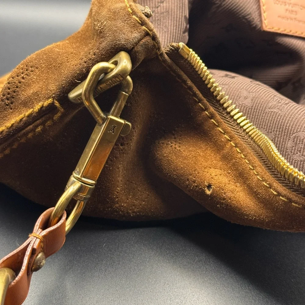 Rare Authentic Louis Vuitton Brown Suede Bag - Picture 4 of 14